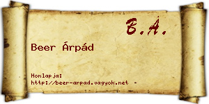 Beer Árpád névjegykártya