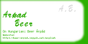 arpad beer business card