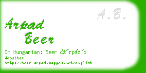 arpad beer business card